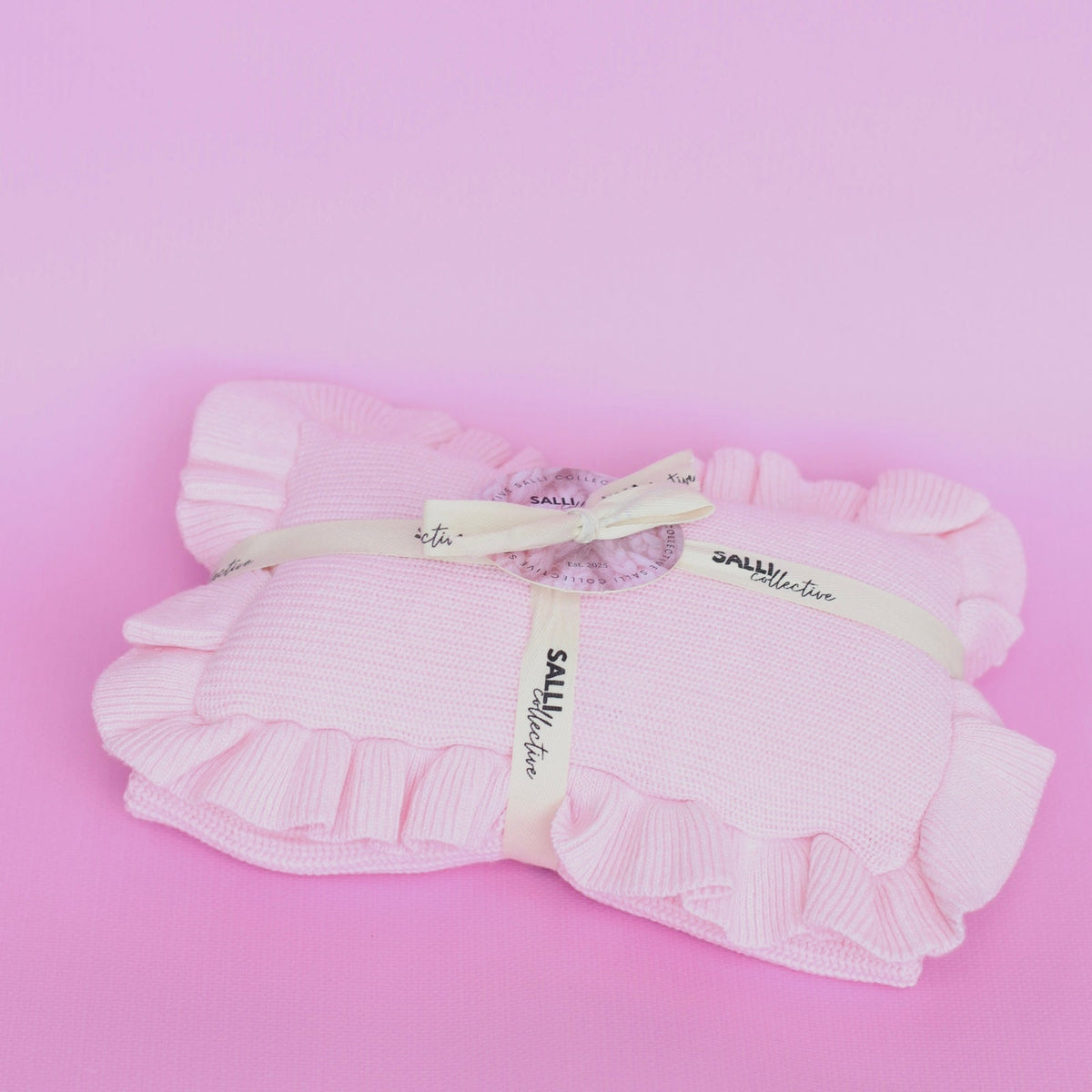 Powder Pink frilled doll Blanket + Pillow set