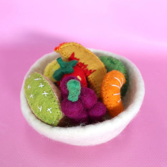 Felt tutti frutti Salad + felt bowl- 8 pce set