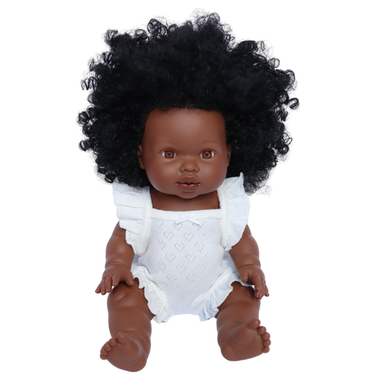 PRE ORDER White heart pointelle heart Playsuit - Fits 34-38cm Minikane Gordis, Mini Colettos, Miniland Dolls, Llorens dolls
