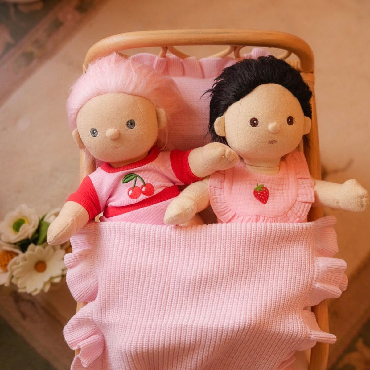 Cherry Dolls top + Bloomer shorts set Fits 34-38cm Minikane Gordis, Mini Colettos, Llorens dolls