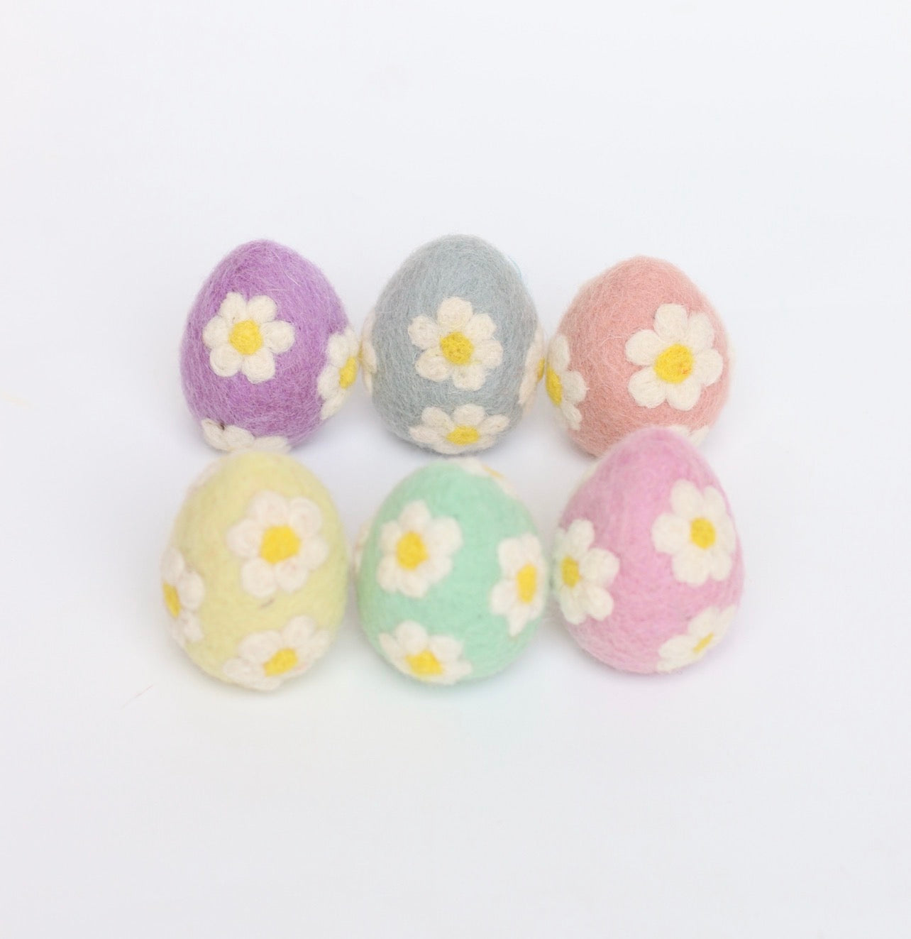 Felt daisy egg set - 6 pce