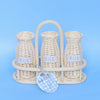 Natural rattan Milk bottles -three in holder - plain or with labels