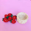 Six Strawberries in rattan ramekin