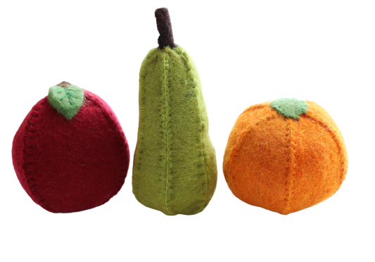 Papoose Felt fruit trio - Pear Orange Apple