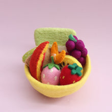 Load image into Gallery viewer, Felt tutti frutti Salad + felt bowl- 9 pce set
