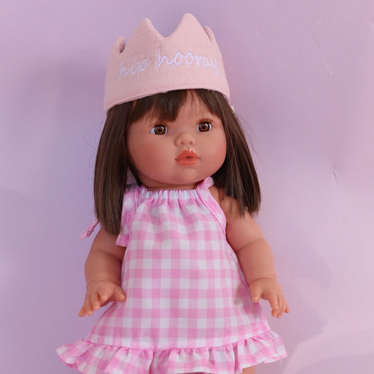Hip Hooray cotton doll crown -Powder Pink and Mauve