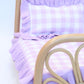 Frilled Purple Gingham doll Blanket + Pillow set