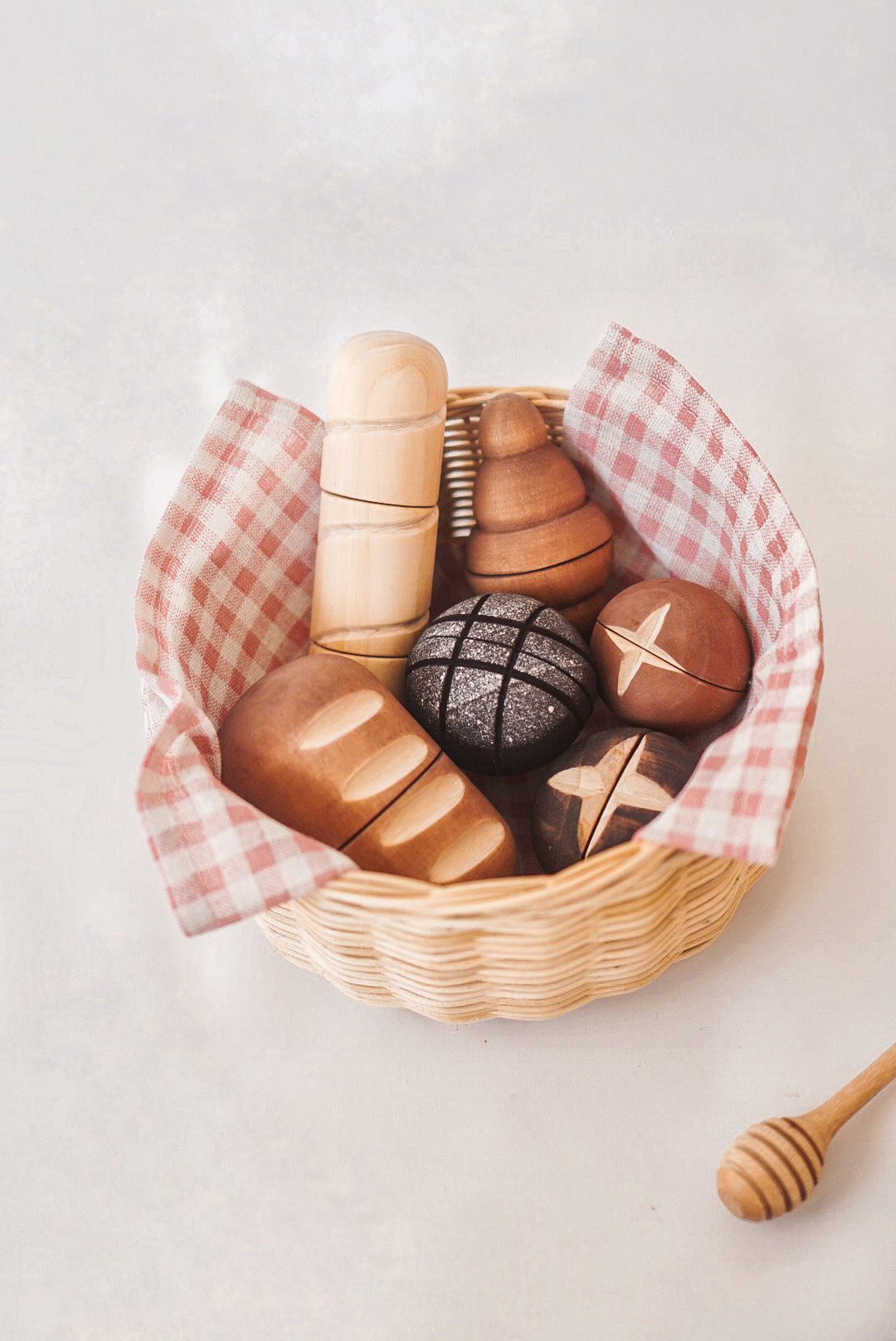 Wooden bread set (handmade and painted) 7 pce set