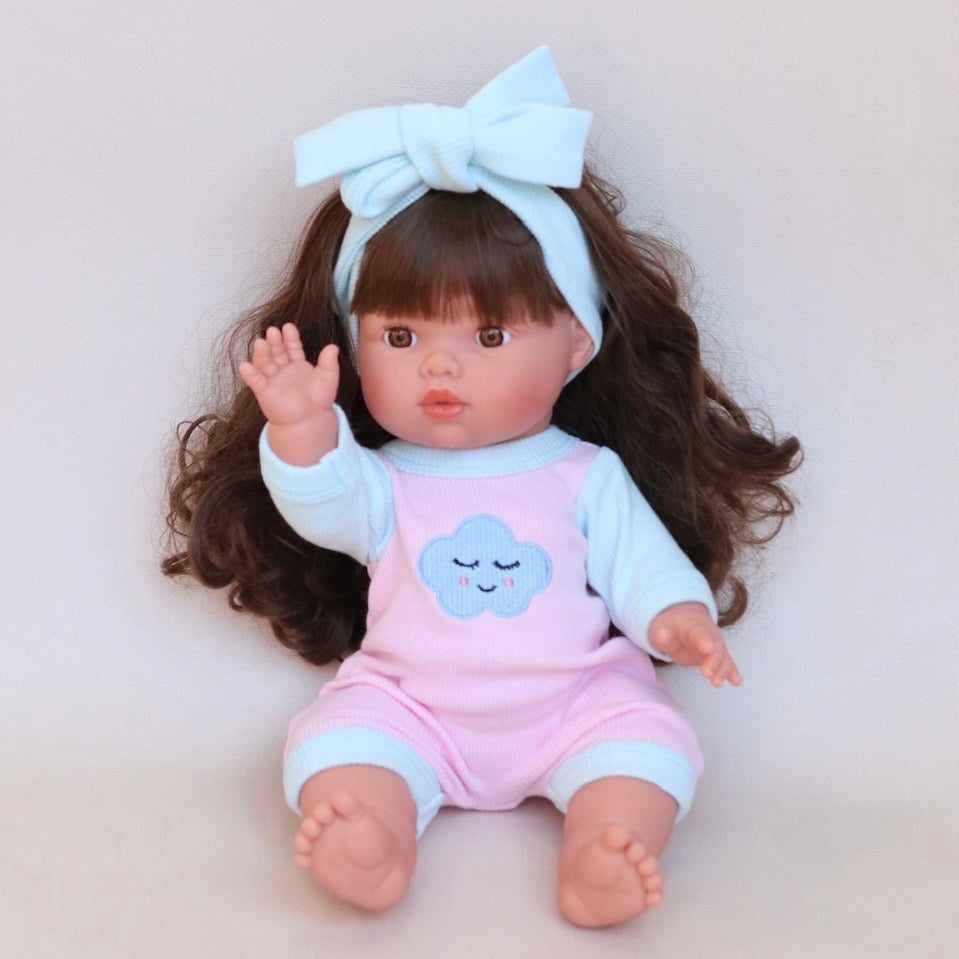 Dolls Sweet Dreams cloud Romper + Bow set  Fits 34-38cm Minikane Gordis, Mini Colettos, Llorens dolls