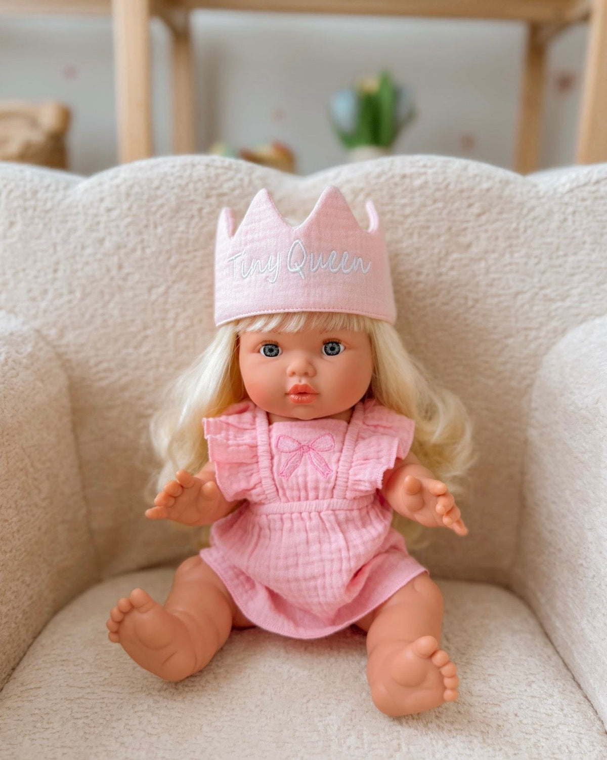 Tiny Queen cotton crown -Powder Pink and muted purple