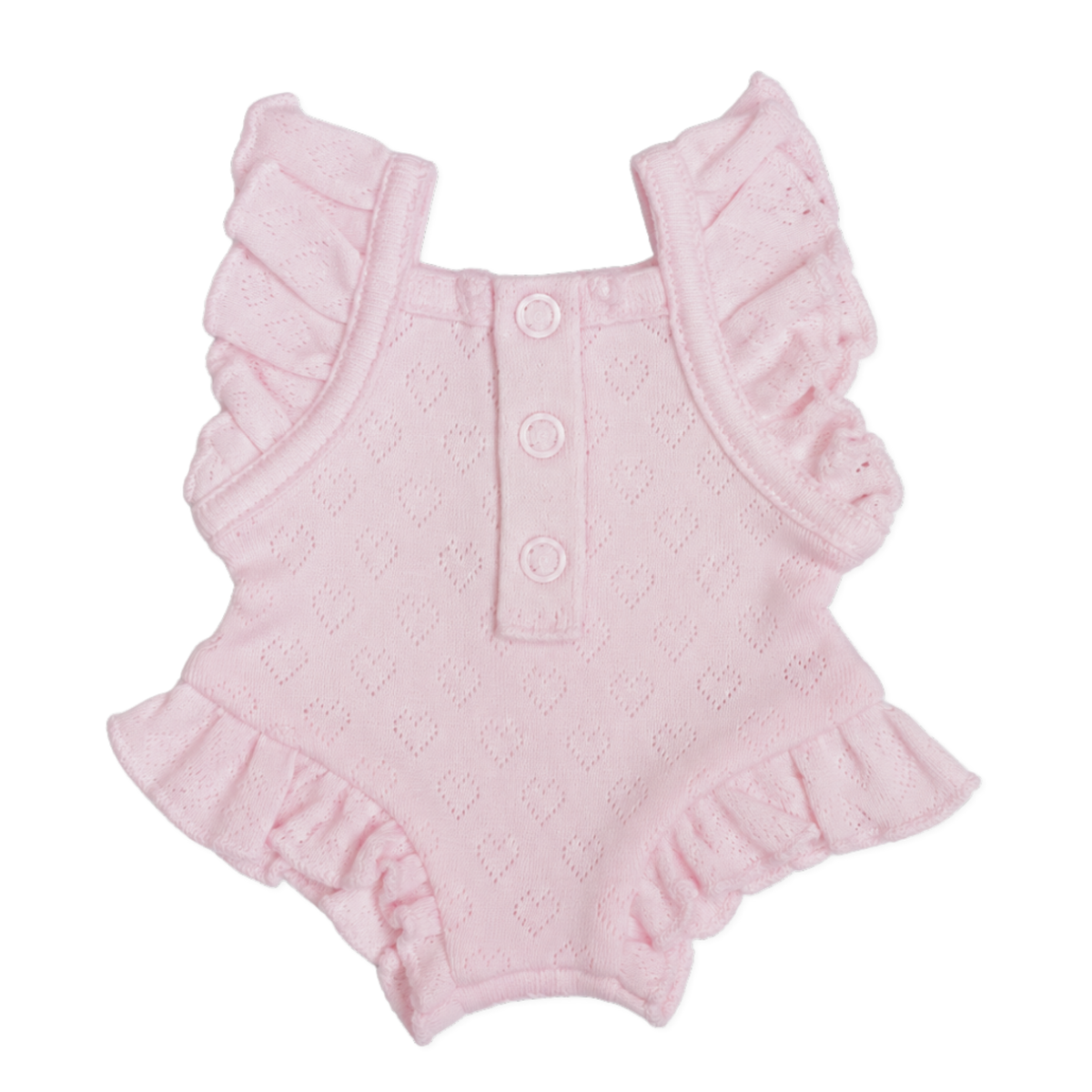 PRE ORDER Pink heart pointelle heart Playsuit - Fits 34-38cm Minikane Gordis, Mini Colettos, Miniland Dolls, Llorens dolls