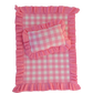 Frilled tulip Pink Gingham doll Blanket + Pillow set