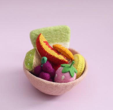 Felt tutti frutti Salad + felt bowl- 9 pce set