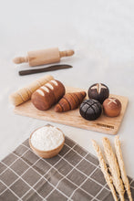 Load image into Gallery viewer, ON SALE Little Monq Wooden bread set (handmade and painted) 7 pce set