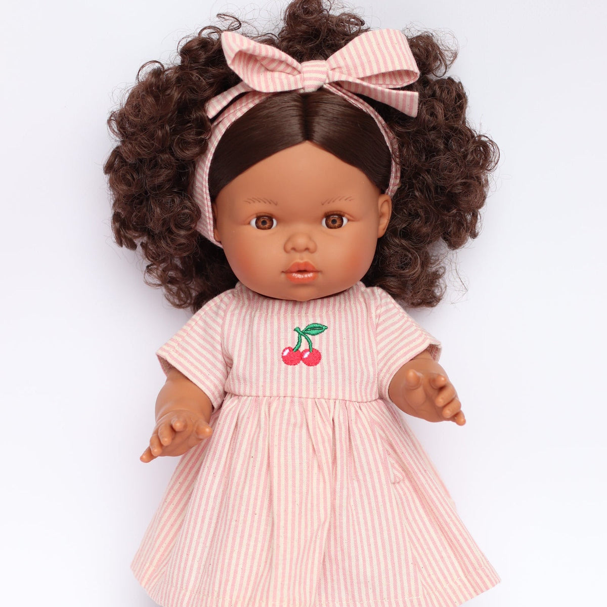 Dolls Dusty Pink Pinstripe Cherry 🍒 Gingham Chloe Gingham dress - Fits 34-38cm Minikane Gordis, Mini Colettos, Llorens dolls