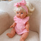 Petal pink dolls bow dress headwrap and Bloomers - 3 pce set-Fits 34-38cm Minikane Gordis, Mini Colettos, Llorens dolls