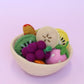 Felt tutti frutti Salad + felt bowl- 9 pce set ( choose your bowl colour)