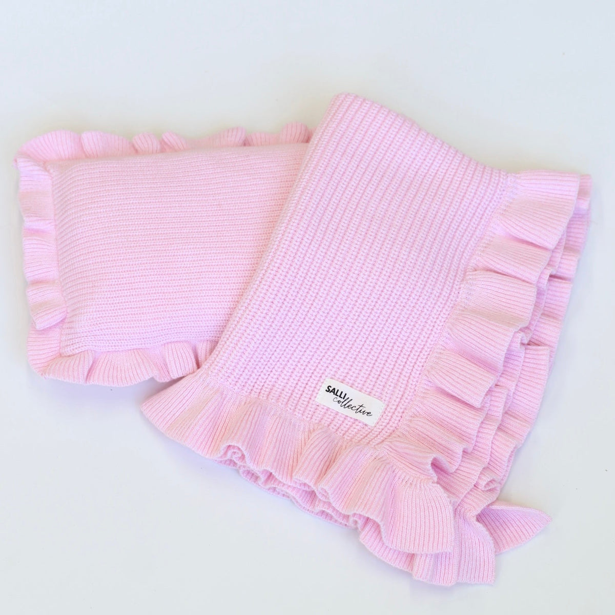 Powder Pink frilled doll Blanket + Pillow set
