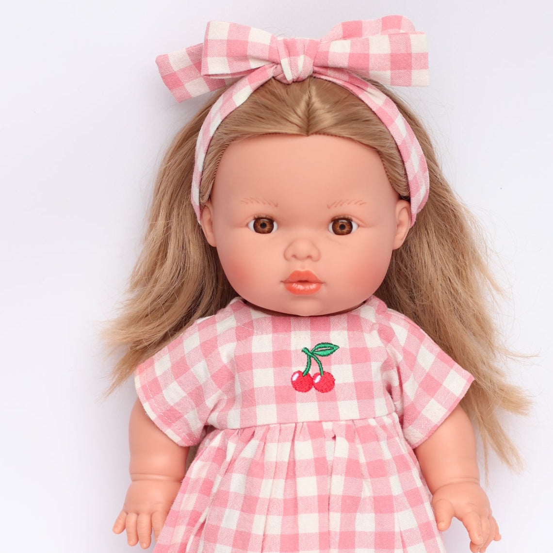 Blush Cherry 🍒 Gingham Chloe Gingham dress - Fits 34-38cm Minikane Gordis, Mini Colettos, Llorens dolls