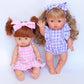 Lilac Gingham Doll Clothes Doll Romper Outfit for Miniland, Baby Dolls & 38cm Dolls - Fits 34-38cm Minikane Gordis, Mini Colettos, Llorens dolls