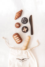 Load image into Gallery viewer, ON SALE Little Monq Wooden bread set (handmade and painted) 7 pce set