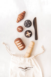 ON SALE Little Monq Wooden bread set (handmade and painted) 7 pce set