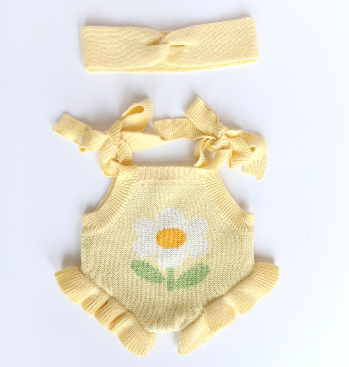 PRE ORDER Garden girls Doll buttercup yellow knitted Romper Dolls clothes - Fits 34-38cm Minikane Gordis, Mini Colettos, Miniland Dolls, Llorens dolls