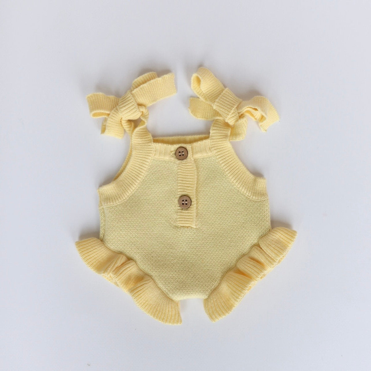 PRE ORDER Garden girls Doll buttercup yellow knitted Romper Dolls clothes - Fits 34-38cm Minikane Gordis, Mini Colettos, Miniland Dolls, Llorens dolls