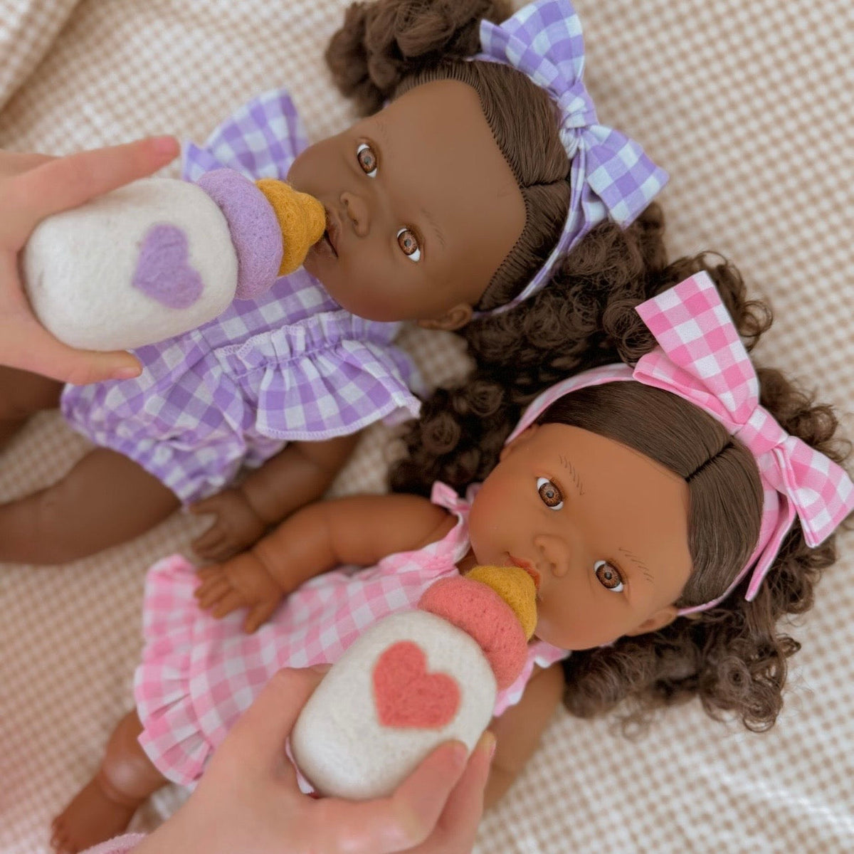 Lilac Gingham Doll Clothes Doll Romper Outfit for Miniland, Baby Dolls & 38cm Dolls - Fits 34-38cm Minikane Gordis, Mini Colettos, Llorens dolls