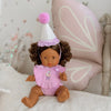 Lilac Birthday Cupcake Bib & Diaper Doll Set - Fits 34-38cm Minikane Gordis, Mini Colettos, Llorens dolls party set