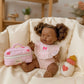 Dolls Blushing pink bow bib and Diaper duo - Fits 34-38cm Minikane Gordis, Mini Colettos, Llorens dolls