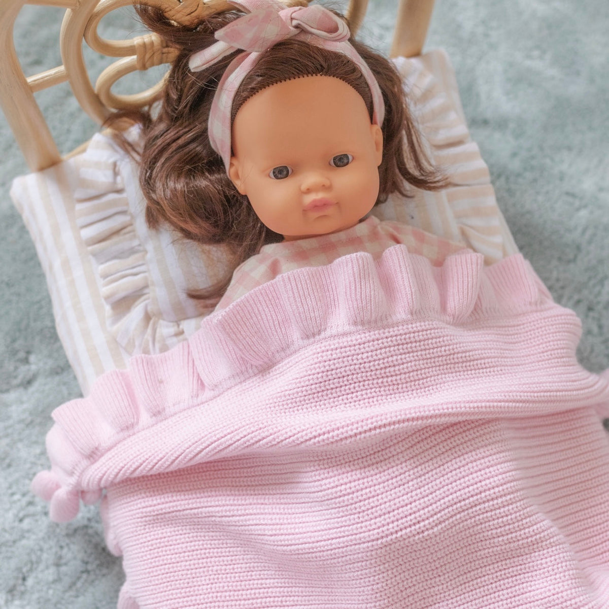 Powder Blush Luxe Pink frilled Dolly (Blanket only)