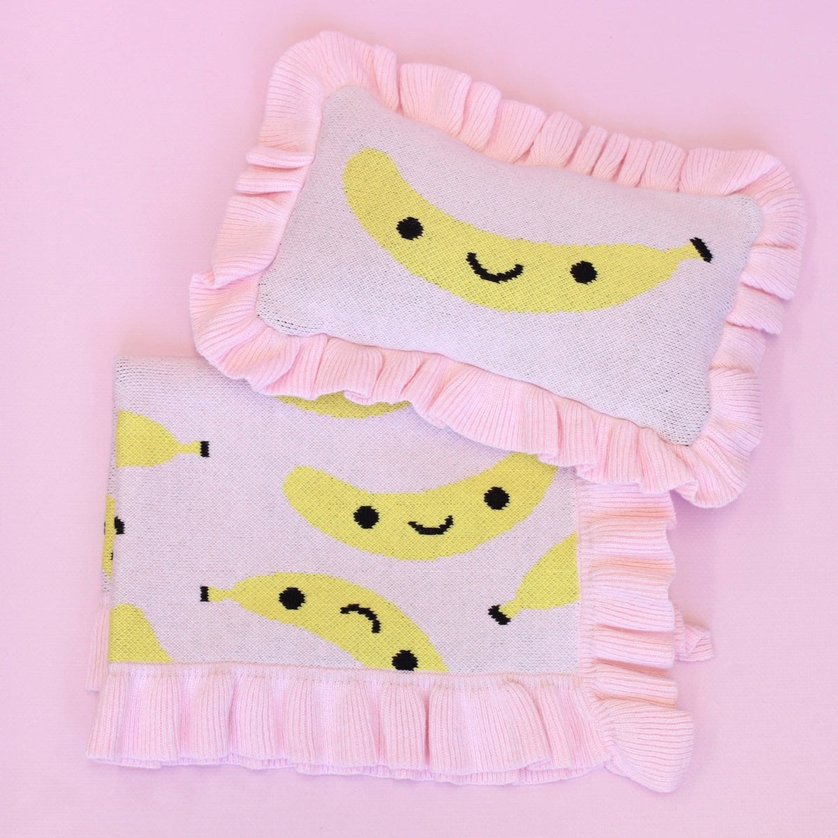 Frilled Smilie Banana doll Blanket + Pillow set