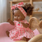 Blush Cherry 🍒 Gingham Chloe Gingham dress - Fits 34-38cm Minikane Gordis, Mini Colettos, Llorens dolls