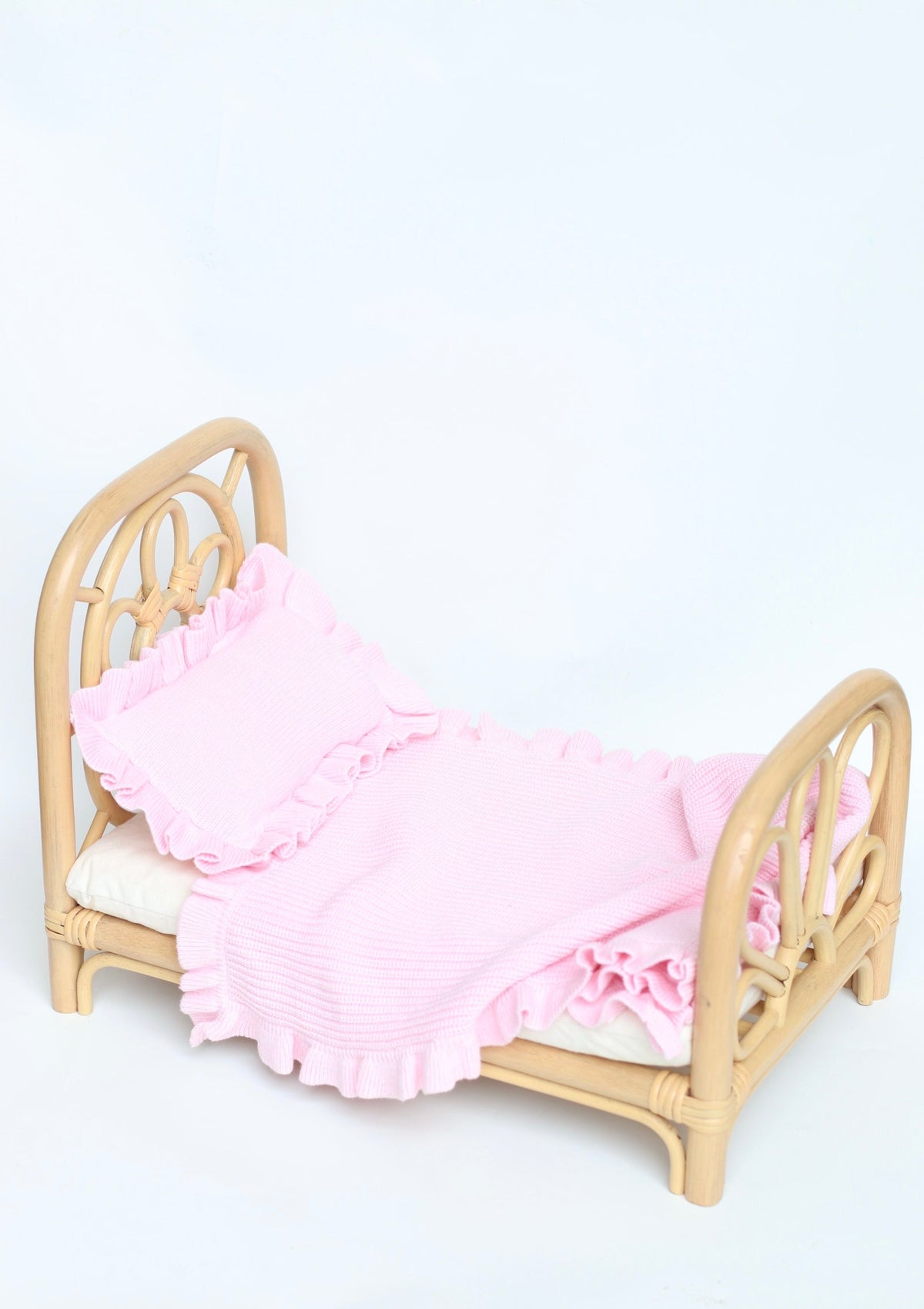 Powder Pink frilled doll Blanket + Pillow set