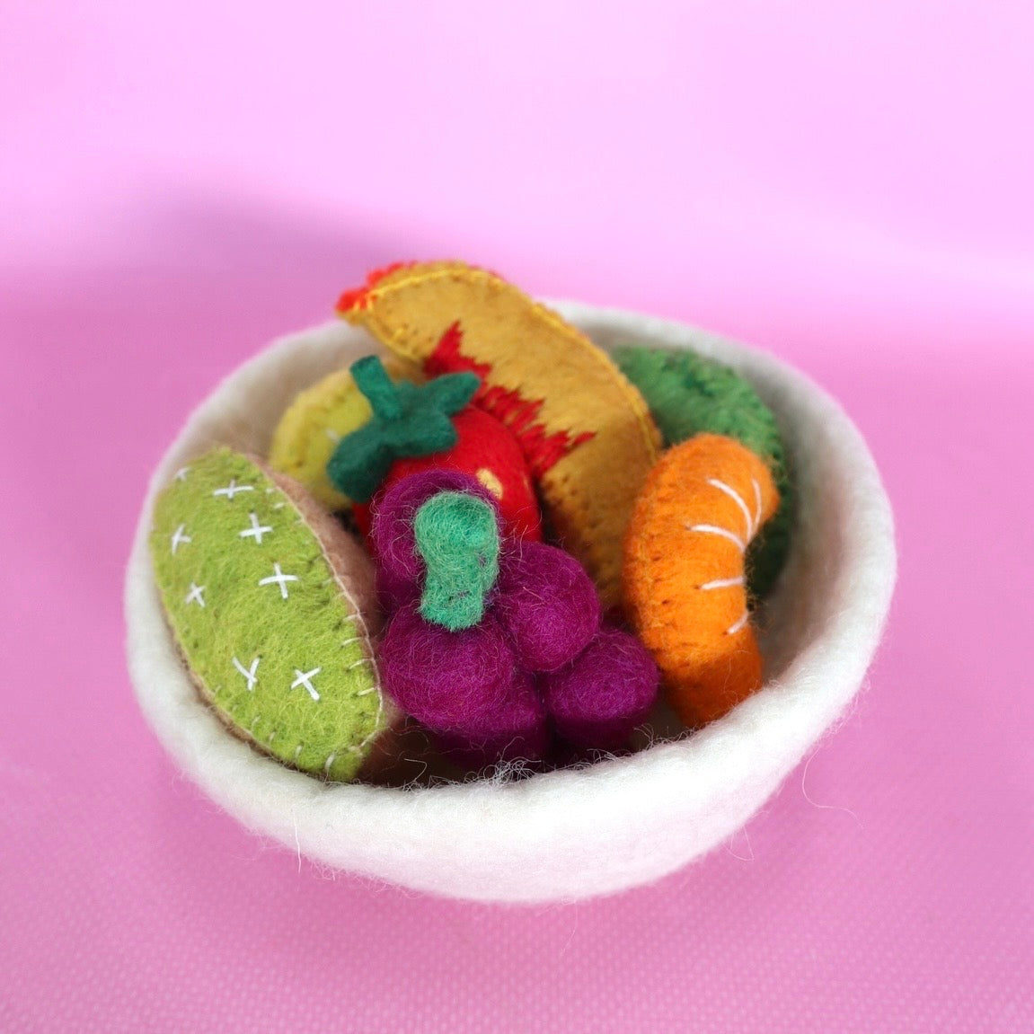 ON SALE Felt tutti frutti Salad + felt bowl- 8 pce set