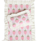 Strawberry frilled doll Blanket + Pillow set