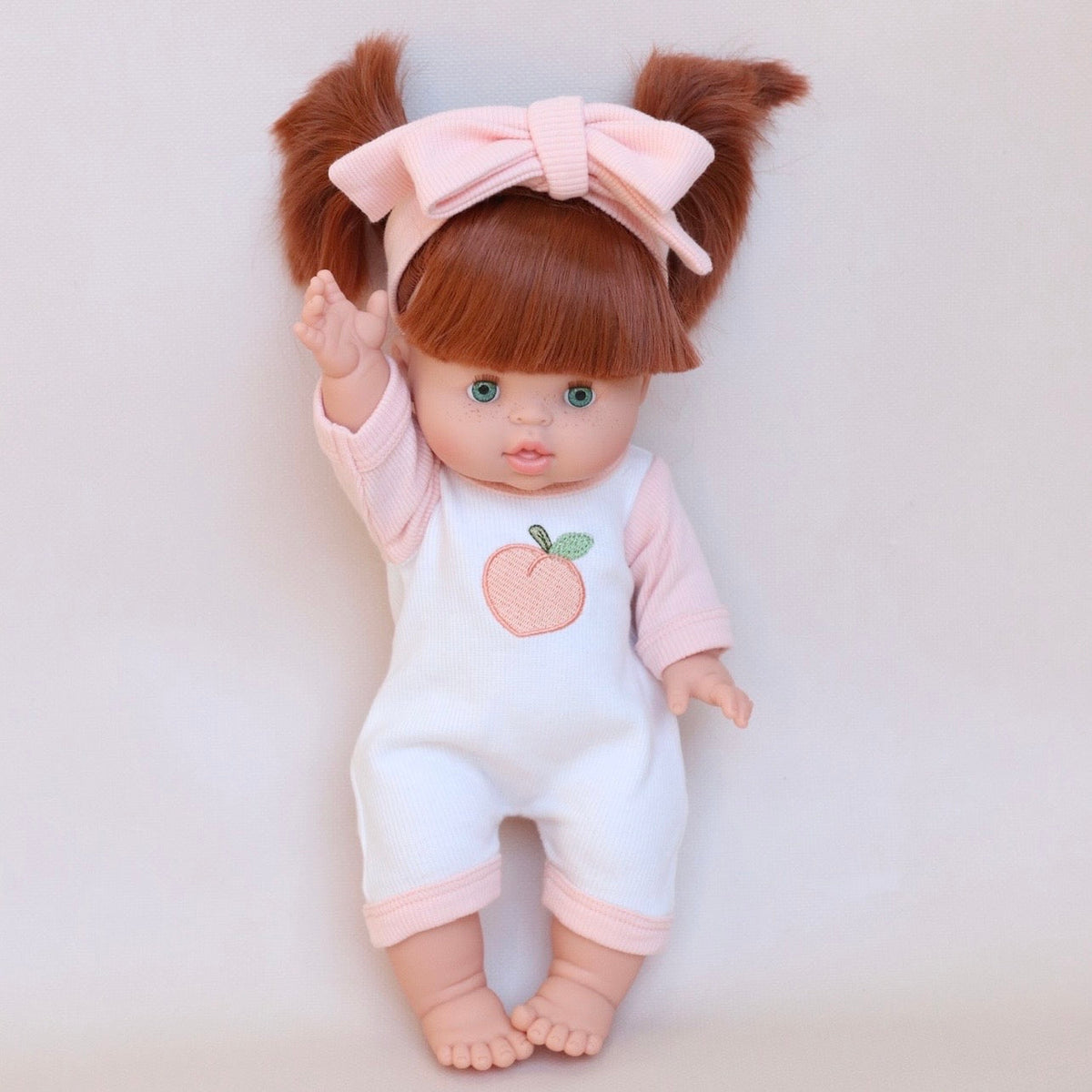 Peaches & Cream Doll Romper+Bow set🍑 Fits 34-38cm Minikane Gordis, Mini Colettos, Llorens dolls