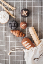 Load image into Gallery viewer, ON SALE Little Monq Wooden bread set (handmade and painted) 7 pce set