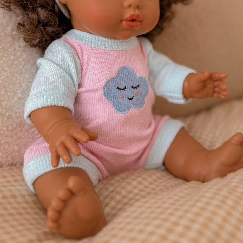 Dolls Sweet Dreams cloud Romper + Bow set  Fits 34-38cm Minikane Gordis, Mini Colettos, Llorens dolls