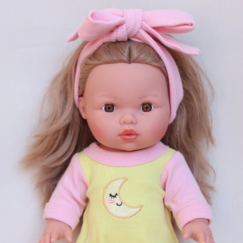 Doll Moonbeam Romper + Bow set - Fits 34-38cm Minikane Gordis, Mini Colettos, Llorens dolls