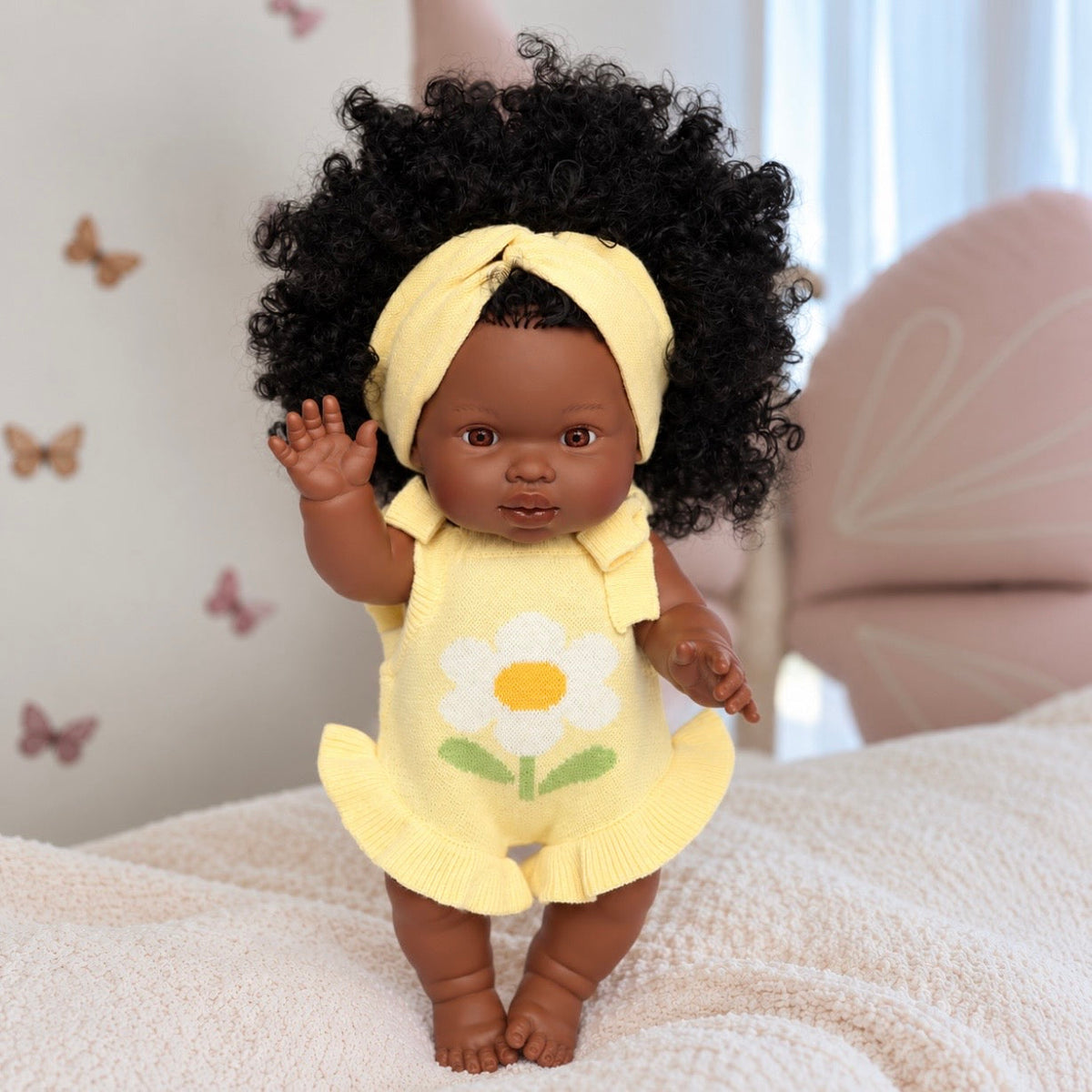 PRE ORDER yellow knitted cotton doll knot headband - Fits 34-38cm Minikane Gordis, Mini Colettos, Miniland Dolls, Llorens dolls
