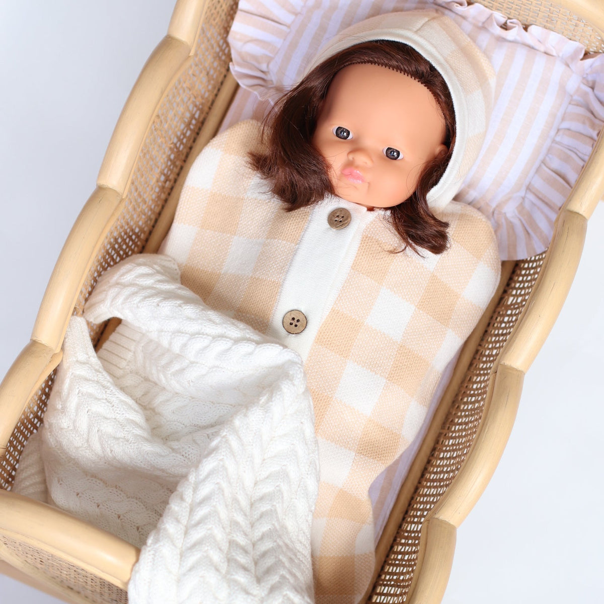 ON SALE Salli Dream Cocoon - Biscuit and white gingham
