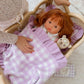 Frilled Purple Gingham doll Blanket + Pillow set