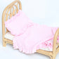 Powder Pink frilled doll Blanket + Pillow set