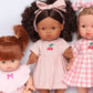 Dolls Dusty Pink Pinstripe Cherry 🍒 Gingham Chloe Gingham dress - Fits 34-38cm Minikane Gordis, Mini Colettos, Llorens dolls