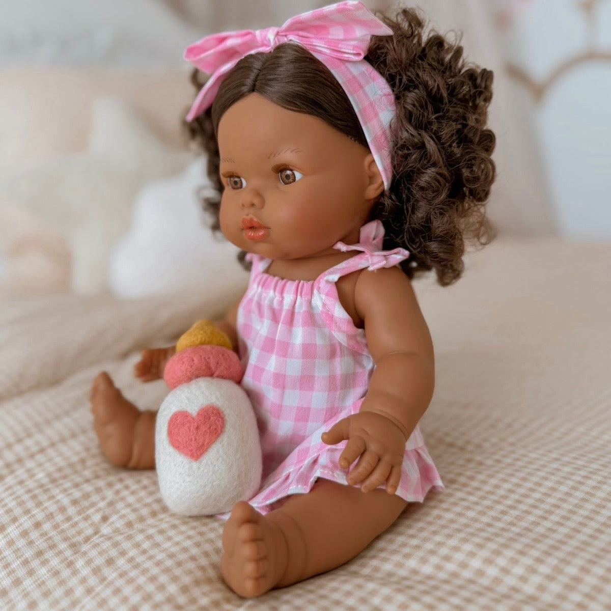 Pink Gingham Doll Clothes | Doll Summer dress Outfit for Miniland, Mini Collettos Baby Dolls & 38cm Dolls