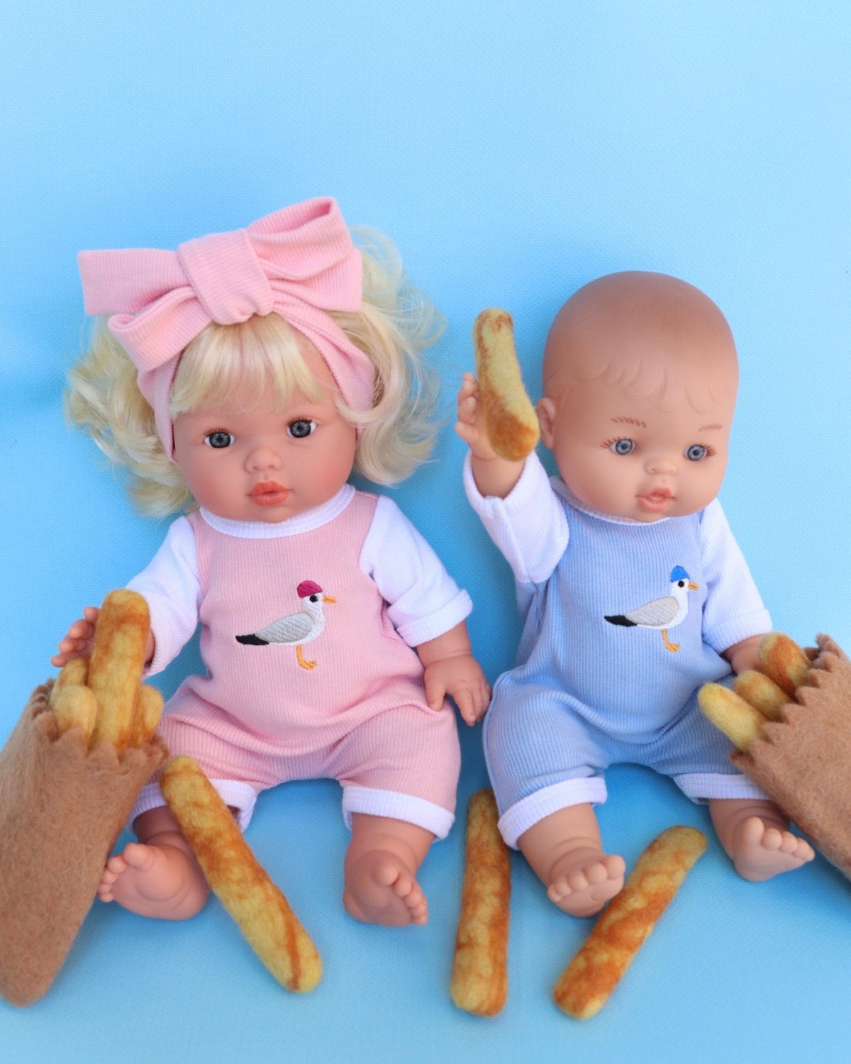 PRE ORDER Blue Chippy Thief Dolls two pce set - Fits 34-38cm Minikane Gordis, Mini Colettos, Miniland Dolls, Llorens dolls