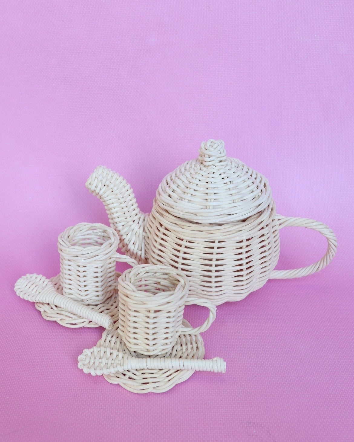 Dolls sized Rattan Tea set