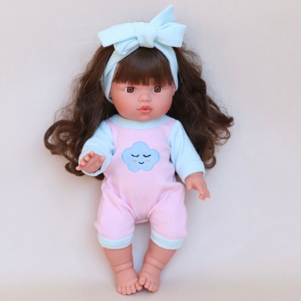 Dolls Sweet Dreams cloud Romper + Bow set  Fits 34-38cm Minikane Gordis, Mini Colettos, Llorens dolls